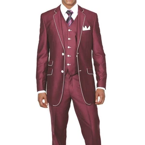 Men's Slim Fit Wool Feel Suit With Matching Vest And Pants 5 Colors 38R~56L - Picture 1 of 8