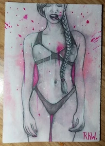 Trans woman, original drawing sketch ink pencil, welsh art - Picture 1 of 3