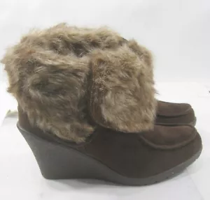 new Brown 3"Wedge High Heel Round Toe Ankle Boots women Size 7.5 - Picture 1 of 5