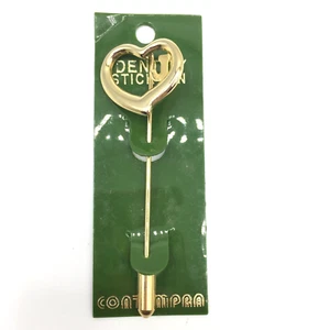 Vtg 80s Contempra J Initial Heart Shaped Identity Stick Hat Pin Gold Tone 2.5" - Picture 1 of 4