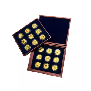 Set of 18 Apollo Mission Exonumia Coins 24K Gold Layer on Cu 2020 American Mint - Picture 1 of 9