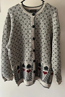 Suéter Mujer Woolrich Corazones y Árboles XL Ramio/Algodón - Excelente Estado Foto 1 de 4