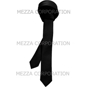 New Vesuvio Napoli Men's 1.5" skinny necktie only solid polyester black - Picture 1 of 2