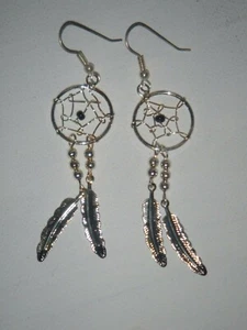 Vintage 2.5" Dream Catcher Earrings.  Black. New. - Picture 1 of 2