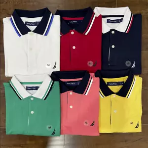 NWT Nautica Short Sleeves Classic Fit Solid Polo Shirt XS S M L XL XXL 3XL - Picture 1 of 8