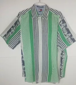Tommy Hilfiger Tupfen gestreift kurzärmeliges Blumenmusterhemd Herren XL - Bild 1 von 6