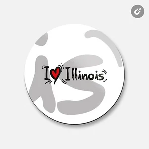 I Love Illinois USA State Slogan | 4'' X 4'' Round Decorative Magnet - Picture 1 of 2