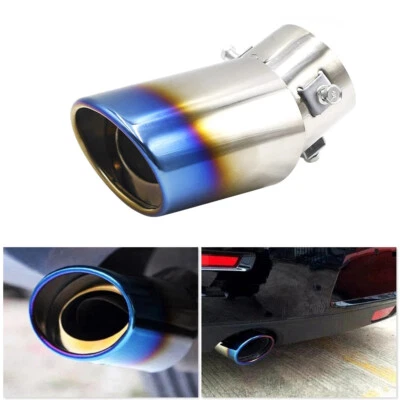 Car Stainless Steel Single Exhaust Pipe Muffler Tip Rear Tail Titanium Throat - Image 1 of 4