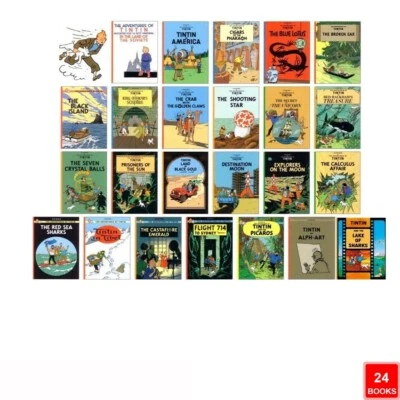 Adventures of Tintin Series 24 Books Collection Set by Herge Tintin in America - Image 1 of 2