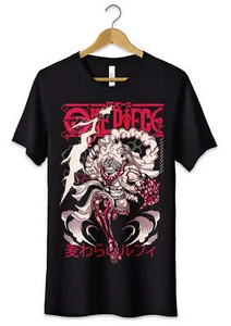 T-Shirt Maglietta Monkey D Luffy Rubber Gear 5 Anime One Piece Nera S M L XL XXL - Picture 1 of 3