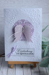 3d Einladungskarten Konfirmation Kommunion Taufe hell Lila - Bild 1 von 2
