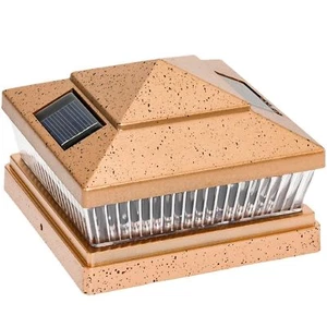 2-Pk Copper Solar LED Cap Light For 4"x4"/5"x5"/6"x6" Wood/PVC/Vinyl Fence Post - Picture 1 of 5