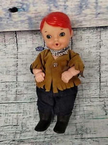 Vintage 1972 Sip Along Sam - GMFGI Vinyl Plastic Red Hair Boy Doll - 6 1/4" Tall - Picture 1 of 14