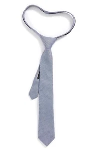 Boy's Nordstrom Chambray Solid Silk Zip Tie L37118 - Picture 1 of 2
