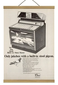 Original Rowe Music Master Jukebox Promo Ad, Mounted w/Magnetic Frame! - Picture 1 of 3