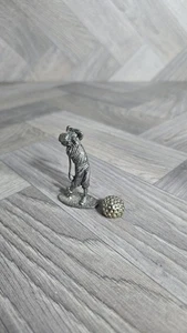 Vintage 1993 Metzke Swinging Golfer Golfing Solid Pewter Figurine Golf Ball 2.5" - Picture 1 of 9