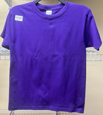 Gildan Heavy Cotton Purple Short Sleeve Crew Neck T-Shirt Youth Size Small New - Image 1 of 4