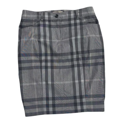 Falda lápiz elástica de algodón a cuadros Burberry Brit Nova gris forrada talla IT40 US6 UK8 Foto 1 de 4