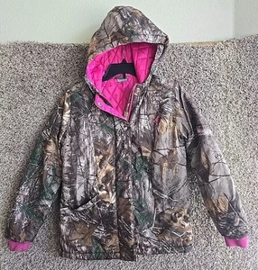 Carhartt Coat Jacket Girls Larg 14-16 Camo Realtree Pink Hooded Winter Insulated - Picture 1 of 9