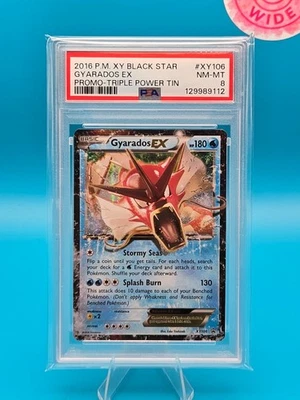 PSA 8 - 2016 POKEMON XY BLACK STAR PROMO XY106 GYARADOS EX TRIPLE POWER TIN - Image 1 of 2