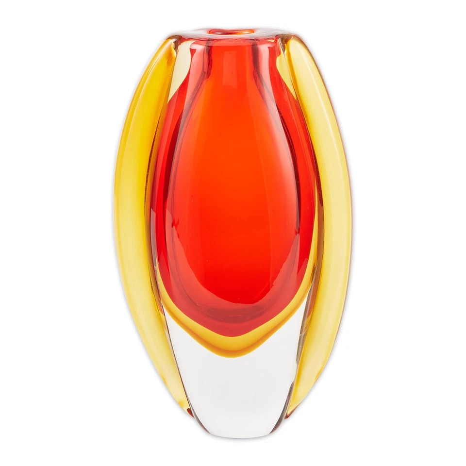 Awesome Sunfire Red & Gold Decorative Glass Vase Decor Home Centerpiece