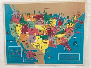 Vtg Frame-Tray Inlay Puzzle Of The United States Of America Watkins Strathmore - Picture 1 of 5