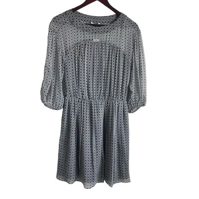 Mini Vestido Joie Mujer Andora 100% Seda XS Negro Geo Estampado Gasa Transparente Moderno Foto 1 de 4