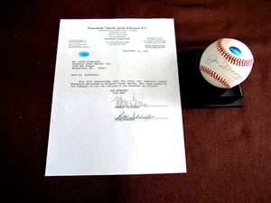 JOE DIMAGGIO NY YANKEES HOF FIRMADO AUTOMÁTICO VINTAGE OAL BÉISBOL ECLM PL LEY BELLEZA - Imagen 1 de 6