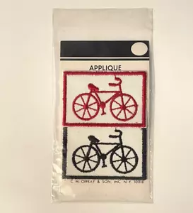 Vtg C.M. Offray & Son Applique Patches 2 Bicycle Bike Patches Red Black NEW - Picture 1 of 3