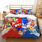 3d Mario Sonic Poster Quilt Duvet Cover Set Bedding King Children