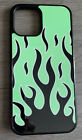 iPhone 12 Pro Black Green Flames Fire Protective Back Cover Case Punk Goth