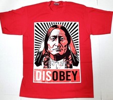 INDIAN T-Shirt DISOBEY Native American Warrior Chief Tee Men's Red New