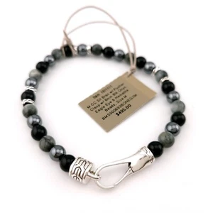 Brazalete de 8 pulgadas John Hardy de plata esterlina de ónix negro, ojo de águila y cuentas de hematita - Imagen 1 de 13