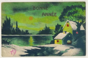 Carte Postale fantaisie-Bonne année-Maison au bord de l'eau-Ed.MGA-A.162 - Imagen 1 de 2