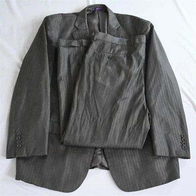 Vinci 46R 40x30 Gray Stripe Mens Coat Jacket Pants Suit - Image 1 of 4