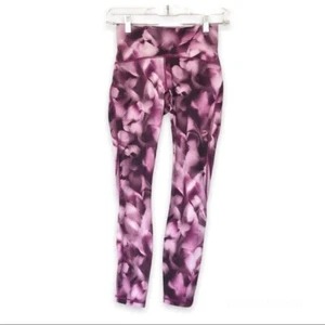 Lululemon Purple/Pink Abstract Flower Print High rise 7/8 legging Size 4 - Picture 1 of 8