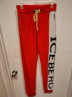 Iceberg Women's Red Wool & Cotton Spellout Jogger Pants Sz S-Casual Romanian - Image 1 of 4