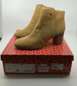 Tory Burch NEW Sabe Caramel 65MM Ankle Bootie Side Zipper Heel Logo Brazil SZ 9 - Picture 1 of 12