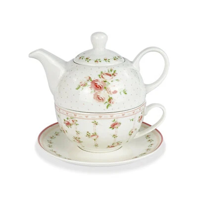 Théière Tasse Et Soucoupe En Porcelaine Nuages De Tissu Style Rétro Annette 5313 - Photo 1/2