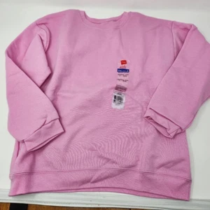 NOS Hanes Girls L 10/12 Stay clean crew neck sweatshirt pink Z1 - Picture 1 of 1