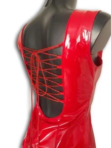 Lack Minikleid mit Rückenschnürung rot von Ledapol Größe M (36) - Bild 1 von 5