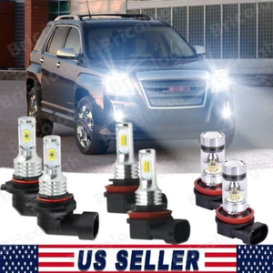 For GMC Terrain 2010-2015 - 6x White LED Headlight Hi/Lo Beam + Fog Light Bulbs - Picture 1 of 12