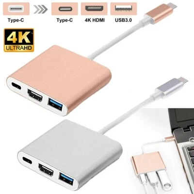 USB-C to HDMI Adapter 3in1 Hub For Samsung S20 Ultra S24 FE Note 20 iPhone 16 15 - Image 1 of 4
