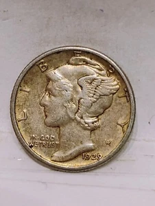1929 S ~ MERCURY DIME ~ XF ~ REVERSE DIE CRACK - Picture 1 of 3