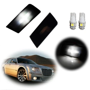 For Chrysler 300 2005-2010 Smoked Front Fender Side Marker Light White LED Set - Picture 1 of 8