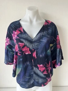 Witchery To Women 6 Floral Satin V Neck Blouse BNWT RRP $139.95 - Picture 1 of 15