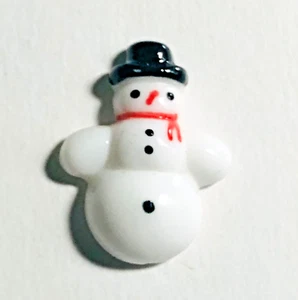 Muñeco de nieve blanco realista - Sombrero de copa negro bufanda roja botón de vidrio - NBS Med - Imagen 1 de 3
