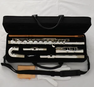Professional Silver Plated Alto Flute G Key W/ Straight Curved Head Jonts + Case - Picture 1 of 7