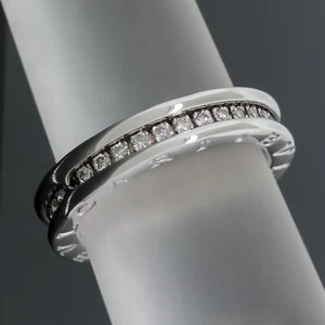 BVLGARI B.Zero1 Eternity Band Ring 1-Row Diamond Size 6.25 18K White Gold - Picture 1 of 6