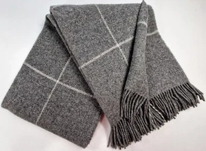 SALE! Wolldecke 100% Schurwolle Wohndecke Plaid Decke 140 x 200cm Grau - Bild 1 von 2